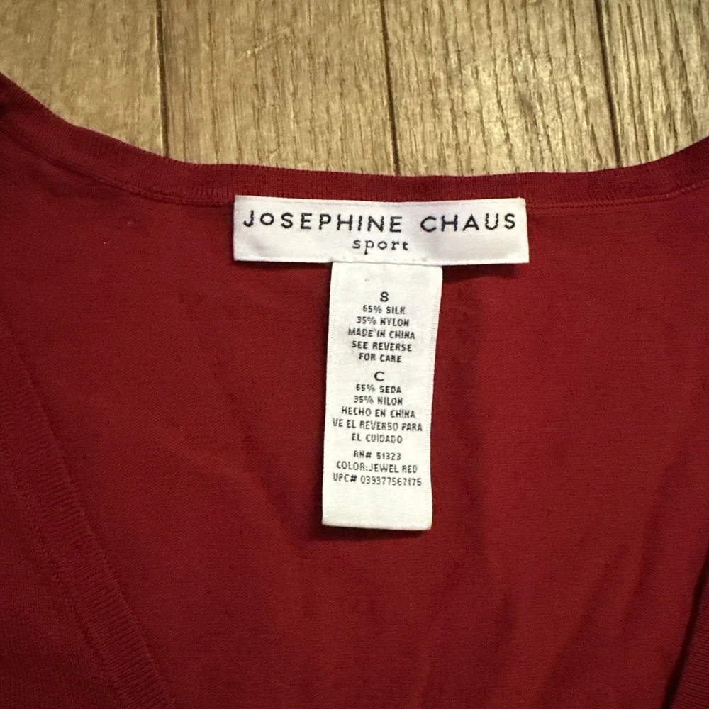 Josephine Chaus‎ Silk V-neck Sweater Small Cherry Red